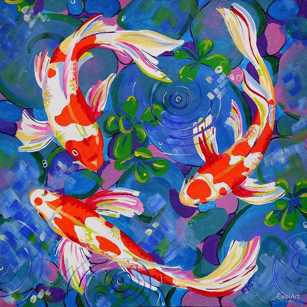 "Koi Acrylic koi fish painting" by EveiArt Redbubble