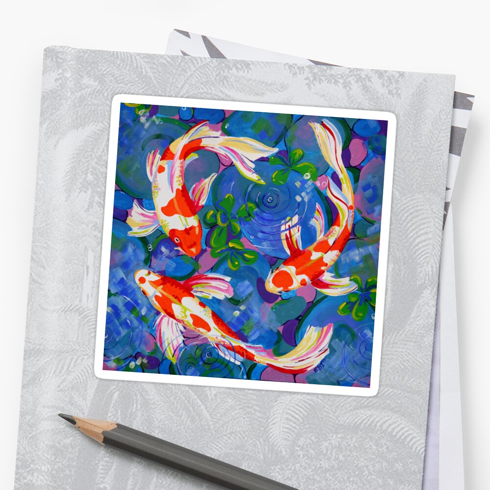 Koi Acryl Koi Fisch Malerei Sticker Von Eveiart Redbubble