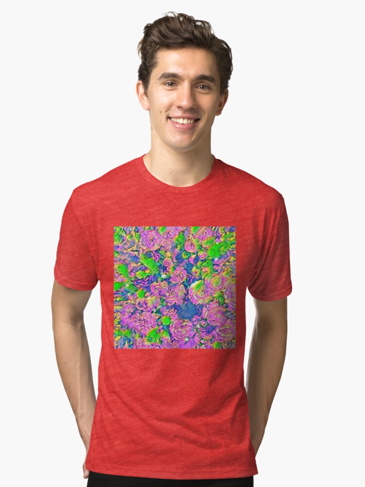 Alternate view of Abstract Flowers Tri-blend T-Shirt