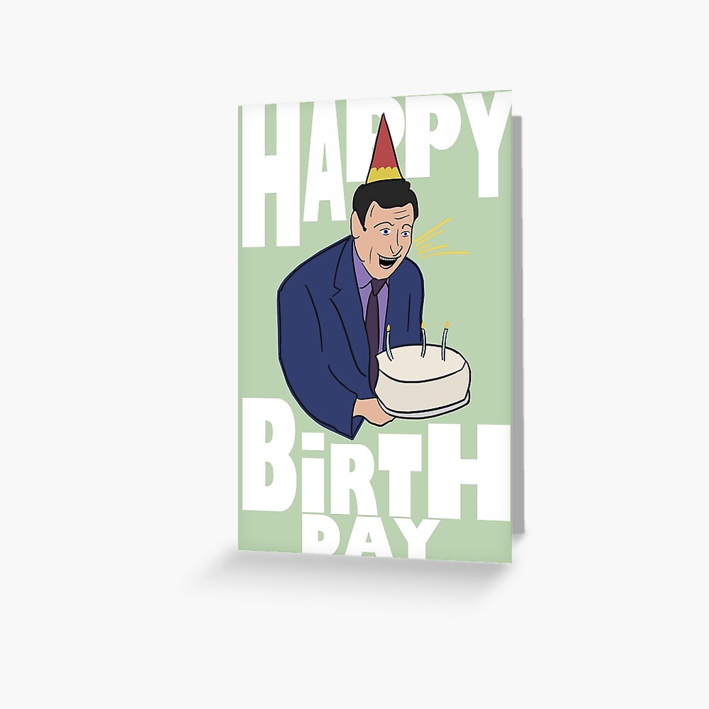 the office happy birthday greeting card by hellmoo redbubble