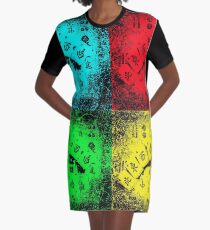Mah Jongg "NEWS" Pop Art Graphic T-Shirt Dress