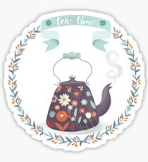Tea Time Floral Tea Kettle Sticker