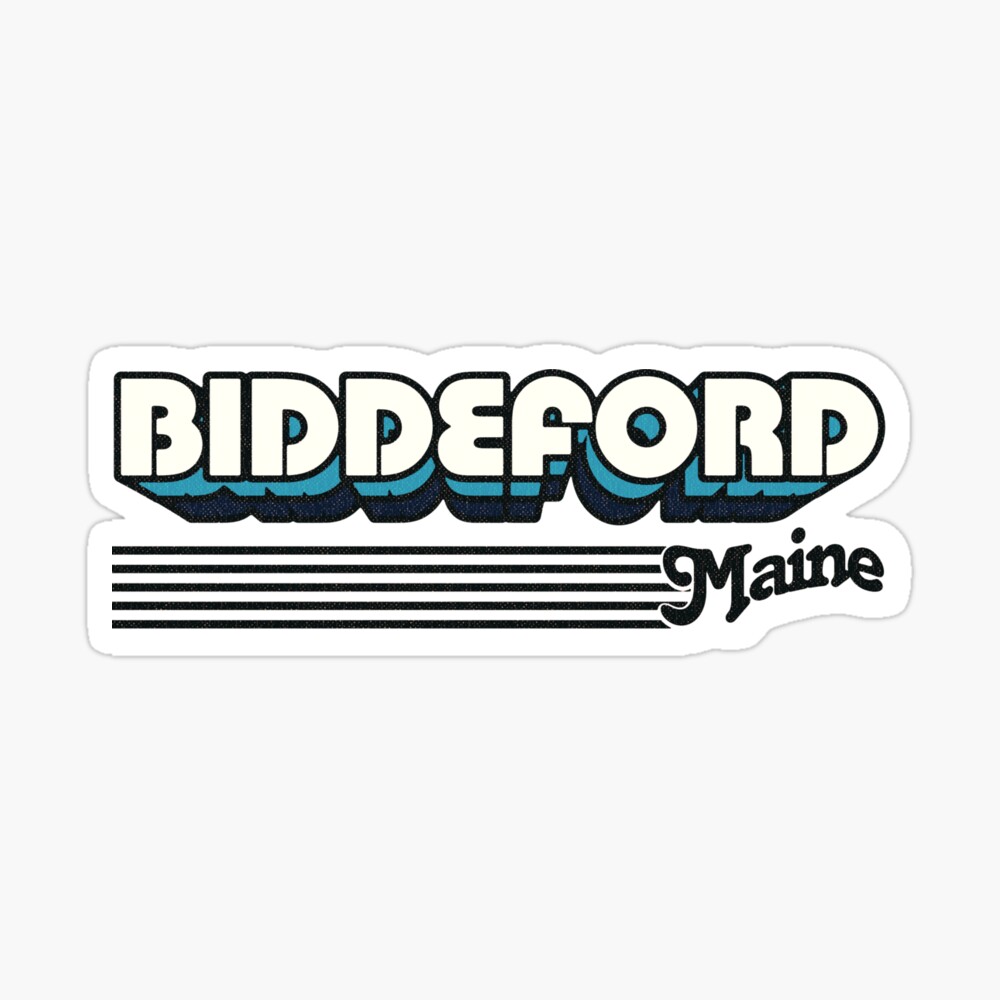 Biddeford, Maine | Retro Stripes Sticker