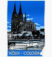 Póster Anuncio de viaje de estilo retro Koeln Cologne vintage