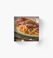 Chicken Parmesan with Linguine Acrylic Block