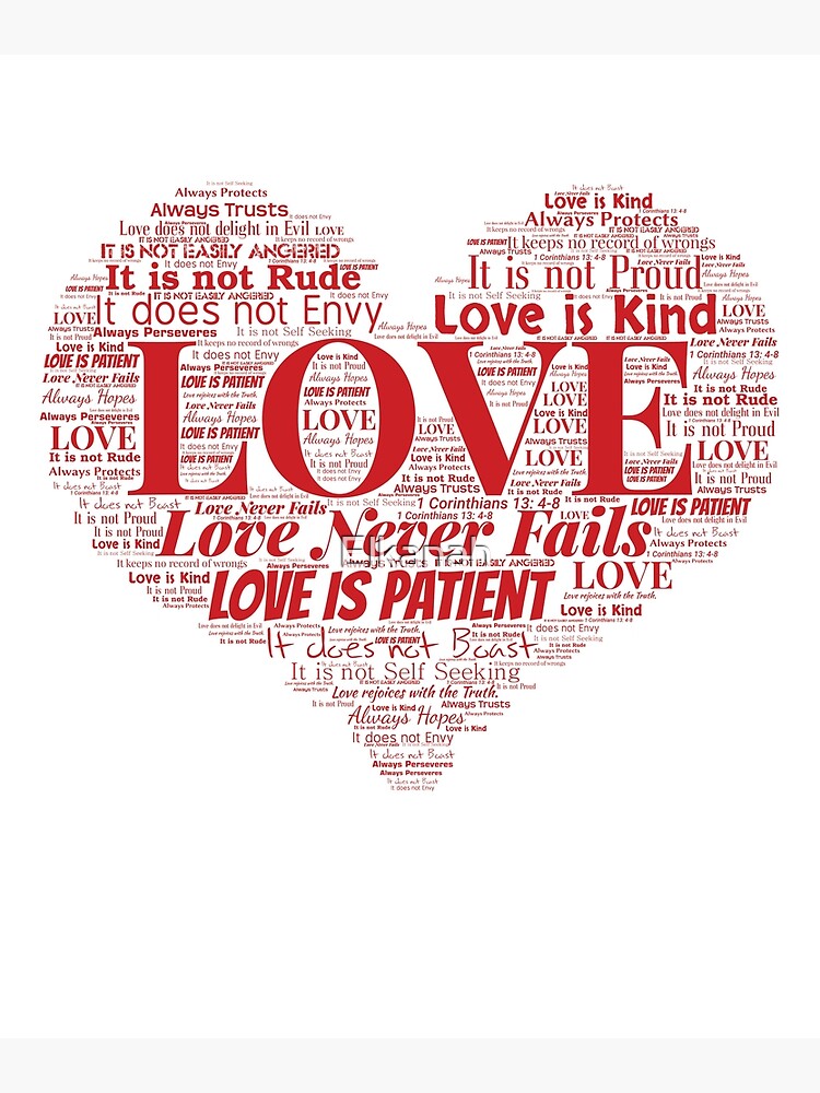 "Love is Patient Love is Kind Love WordArt" Art Print by Elkanah Redbubble