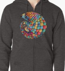 Rainbow Pangolin Zipped Hoodie