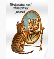 Cat and Tiger Mirror Message Poster