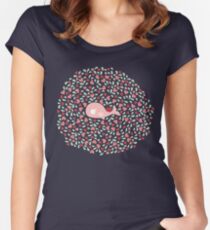 Whimsical Pink Pregnant Mommy Whale With Baby Women's Fitted Scoop T-Shirt