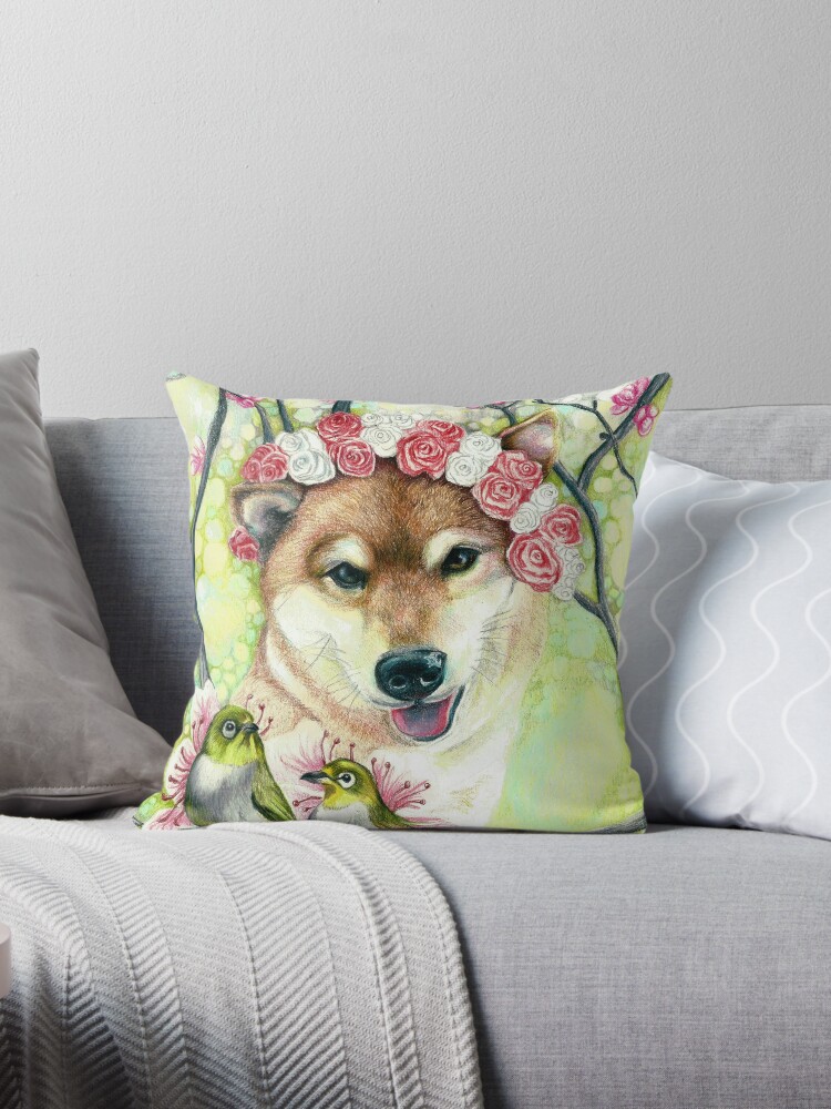 shiba throw pillow