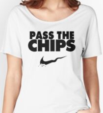 Pass the Chips - Nike Parody (Black) Women's Relaxed Fit T-Shirt