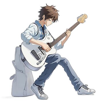 Teen Girl with Guitar Case. Vector Illustration. Anime style 16006088  Vector Art at Vecteezy