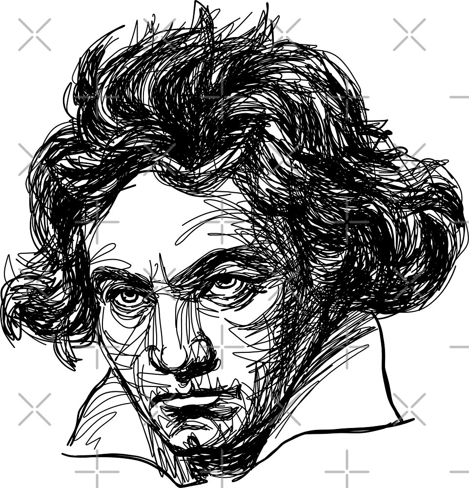 "Ludwig Van Beethoven line drawing" by fortissimotees Redbubble