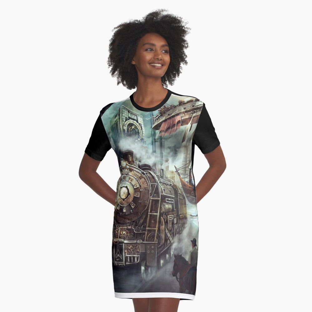 Steampunk World Graphic T-Shirt Dress