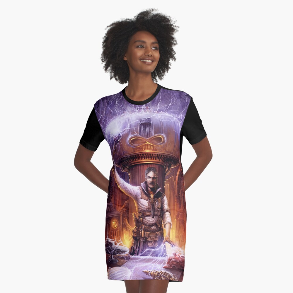 Steampunk Tesla Graphic T-Shirt Dress