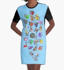 ABC on light blue Graphic T-Shirt Dress