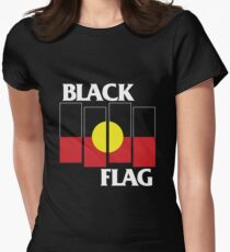 Black Flag Aboriginal Flag Design Women's Fitted T-Shirt