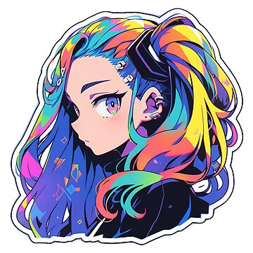 Anime Aesthetic Punk Braid Beanie Otaku Girl Kawaii  Sticker for Sale by  ChicStixArt