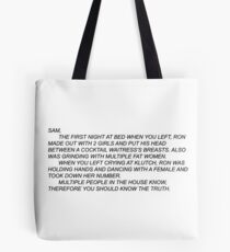 Sam's note jersey shore Tote Bag