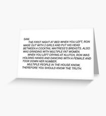 Sam's note jersey shore Greeting Card