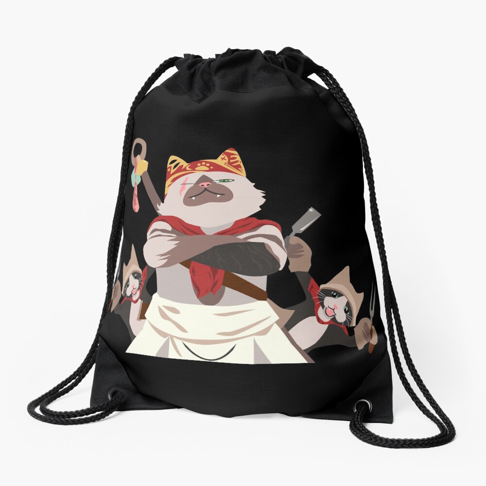 Meowscular Chef and his crew Drawstring Bag