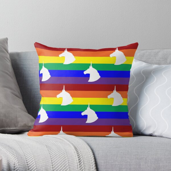 Unicorn Rainbow Polka-dots! Throw Pillow