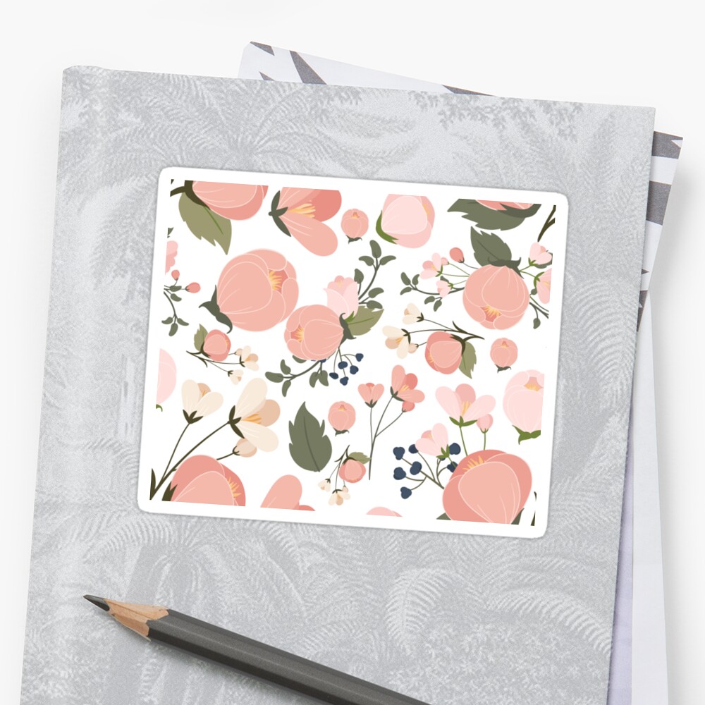 "Floral Pattern in Dusty Rose" Sticker by MathisDesigns | Redbubble