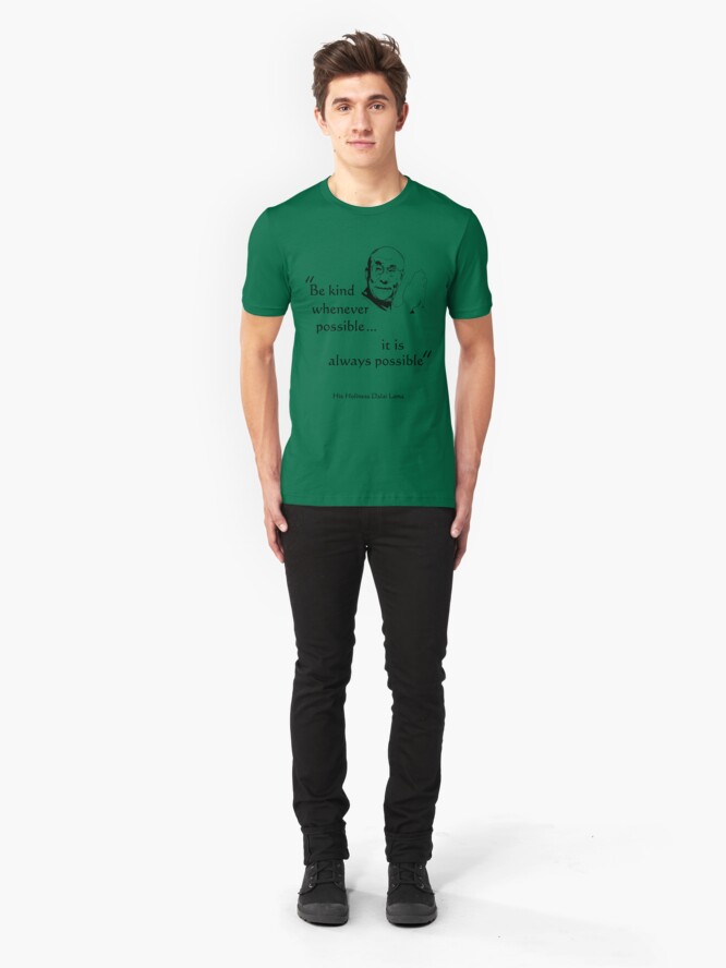 Alternate view of Be Kind: Dalai Lama (on light) Slim Fit T-Shirt