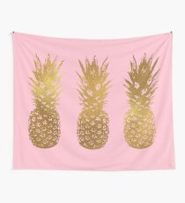 Pink and Gold Pineapple Wall Tapestry