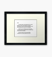 jersey shore anonymous letter to sammi Framed Print