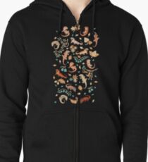Sudadera con capucha y cremallera Geckos de otoño en marrón oscuro