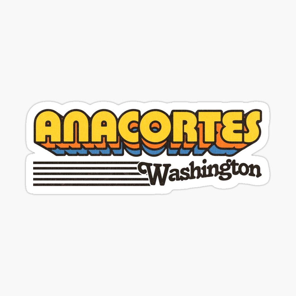 Anacortes, Washington | Retro Stripes Sticker