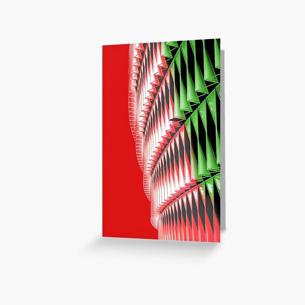 Red green white abstract structure Greeting Card