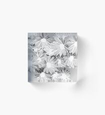 Gray Watercolor Flowers Acrylic Block