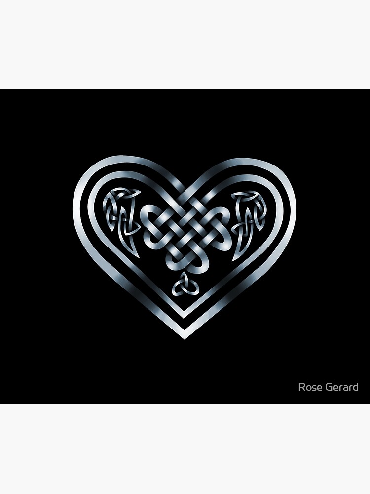 Celtic Heart - Silver on Black by arkadyrose