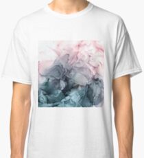 Blush and Payne's Grey Flowing Abstract Painting Classic T-Shirt