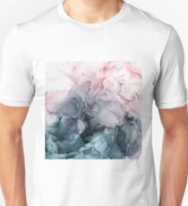 Blush and Payne's Grey Flowing Abstract Painting Slim Fit T-Shirt