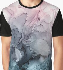 Blush and Payne's Grey Flowing Abstract Painting Graphic T-Shirt