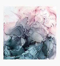 Blush and Payne's Grey Flowing Abstract Painting Photographic Print