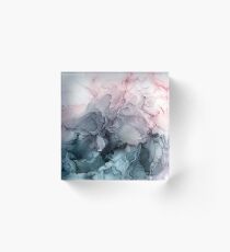 Blush and Payne's Grey Flowing Abstract Painting Acrylic Block