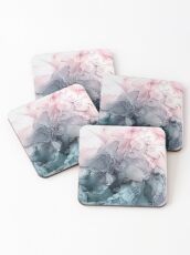 Posavasos Blush y Payne's Gray Flowing Abstract Painting