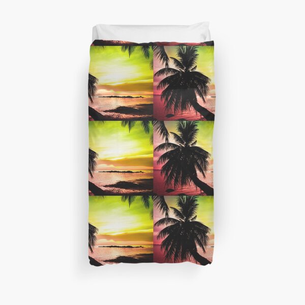 Tropical colorful sunset Duvet Cover