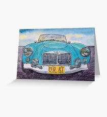 MG Blue Roadster Greeting Card