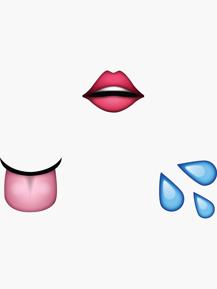 "Tongue, wet, drips multi emoji pattern" Sticker by qlobba Redbubble