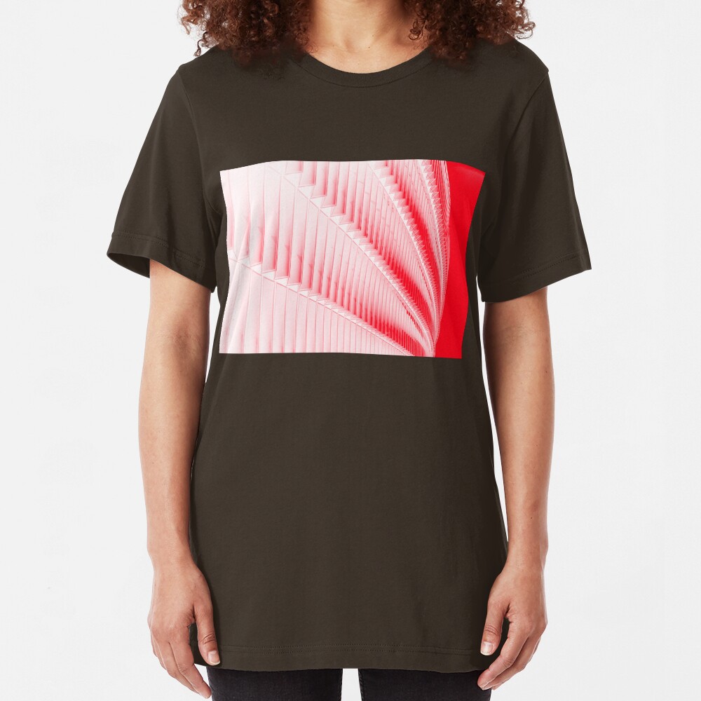 White and red design Slim Fit T-Shirt
