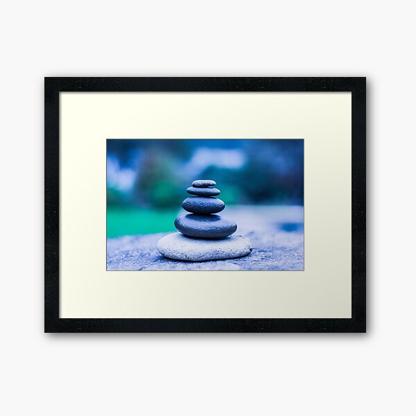 Zen stones blue Framed Art Print