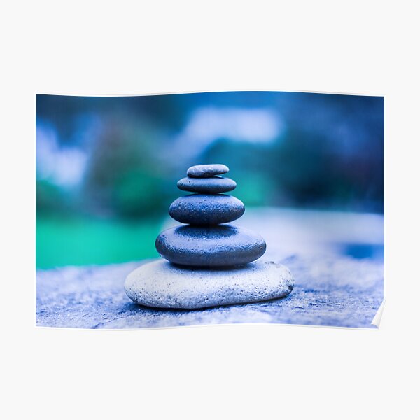 Zen stones blue Poster