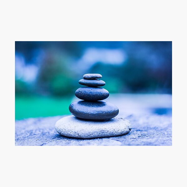 Zen stones blue Photographic Print