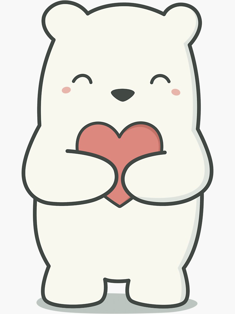 Kawaii Cute Adorable Polar Bear Sticker By Wordsberry Redbubble 