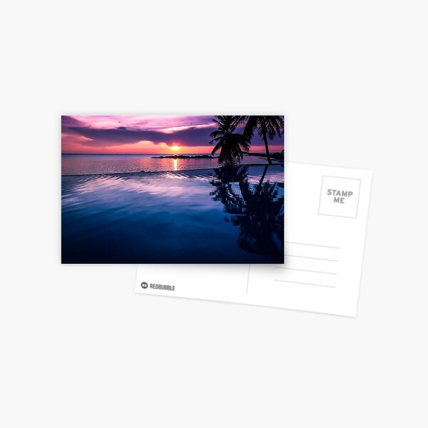 Tropical sunset pool Postcard